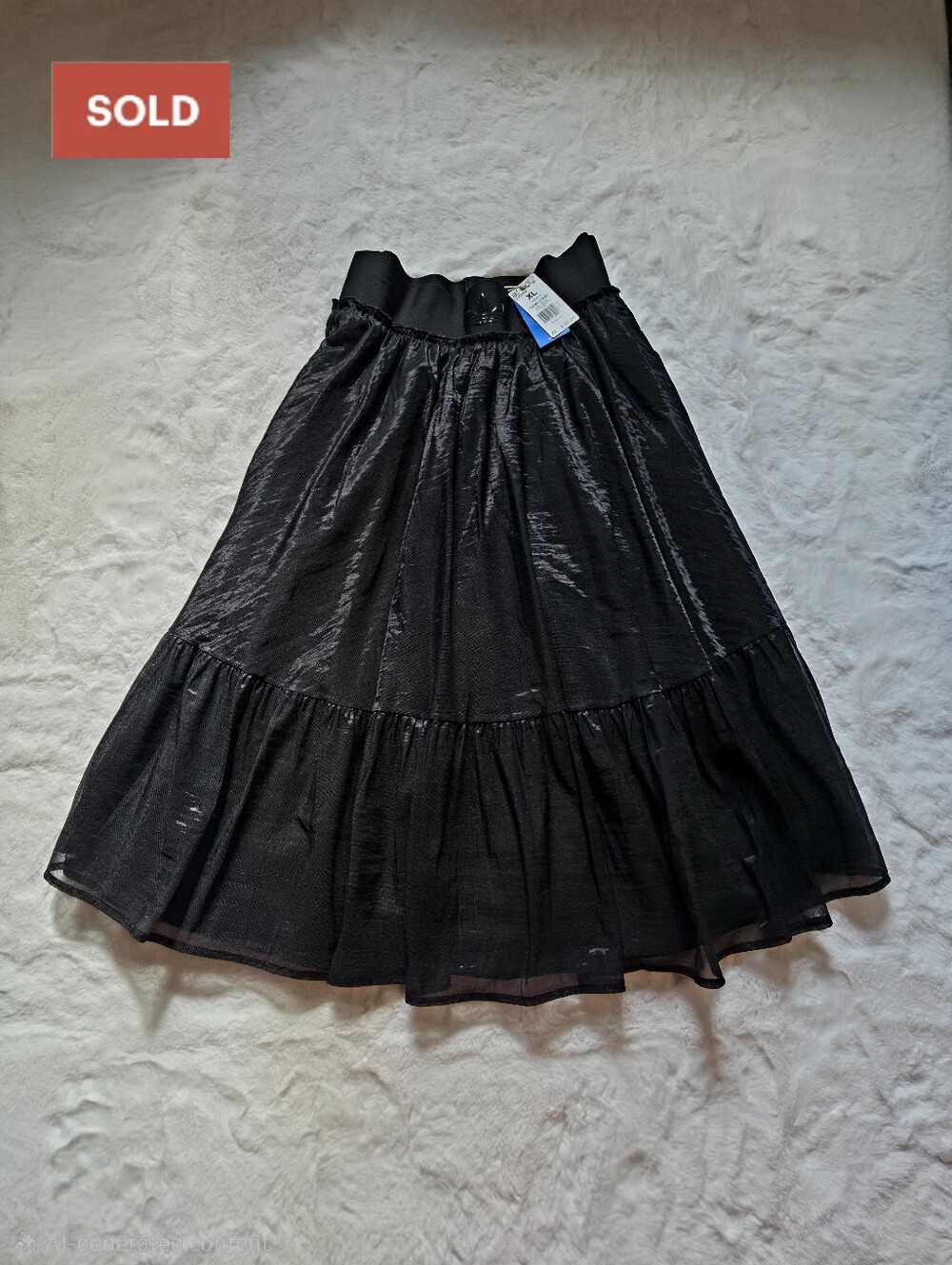 NWT Adidas Originals Waistband Tulle Maxi Skirt | Black, XL
